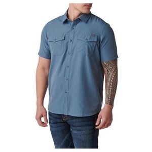 5.11 Tactical Mens Short Sleeve‎ Button Down Utility Shirt Blue Small 71175